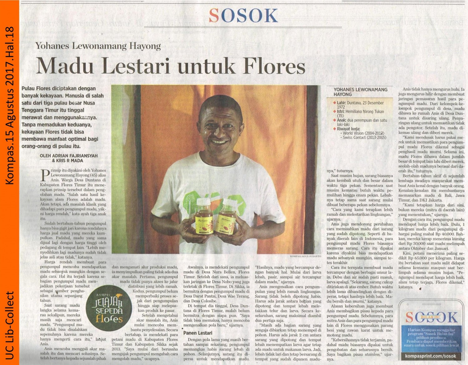 Madu Lestari Untuk Flores. Kompas. 15 Agustus 2017. Hal.18 001-page-001