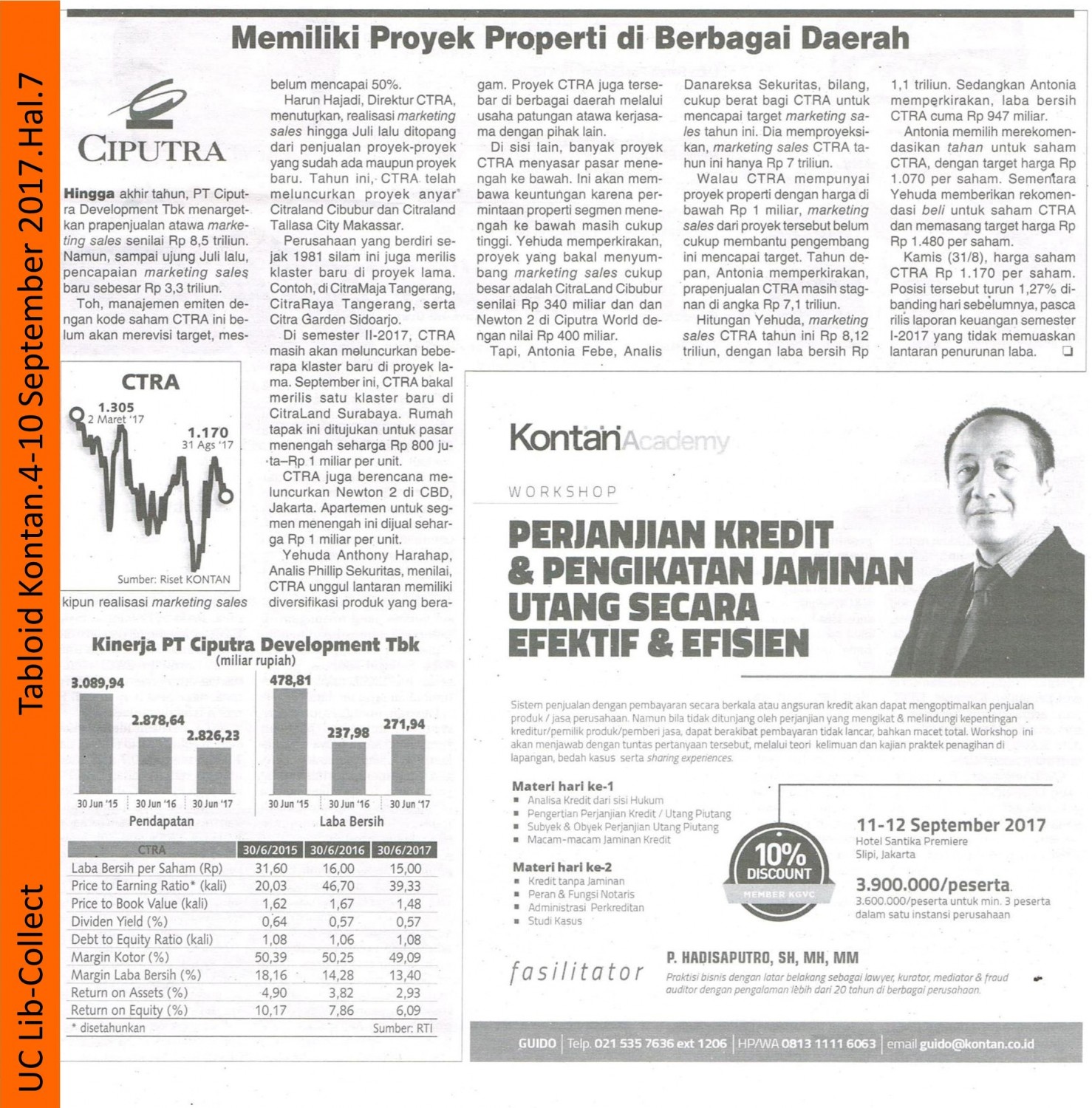 Memiliki Proyek Properti di Berbagai Daerah.Tabloid Kontan.4 September-10 September 2017.Hal 7 001-page-001