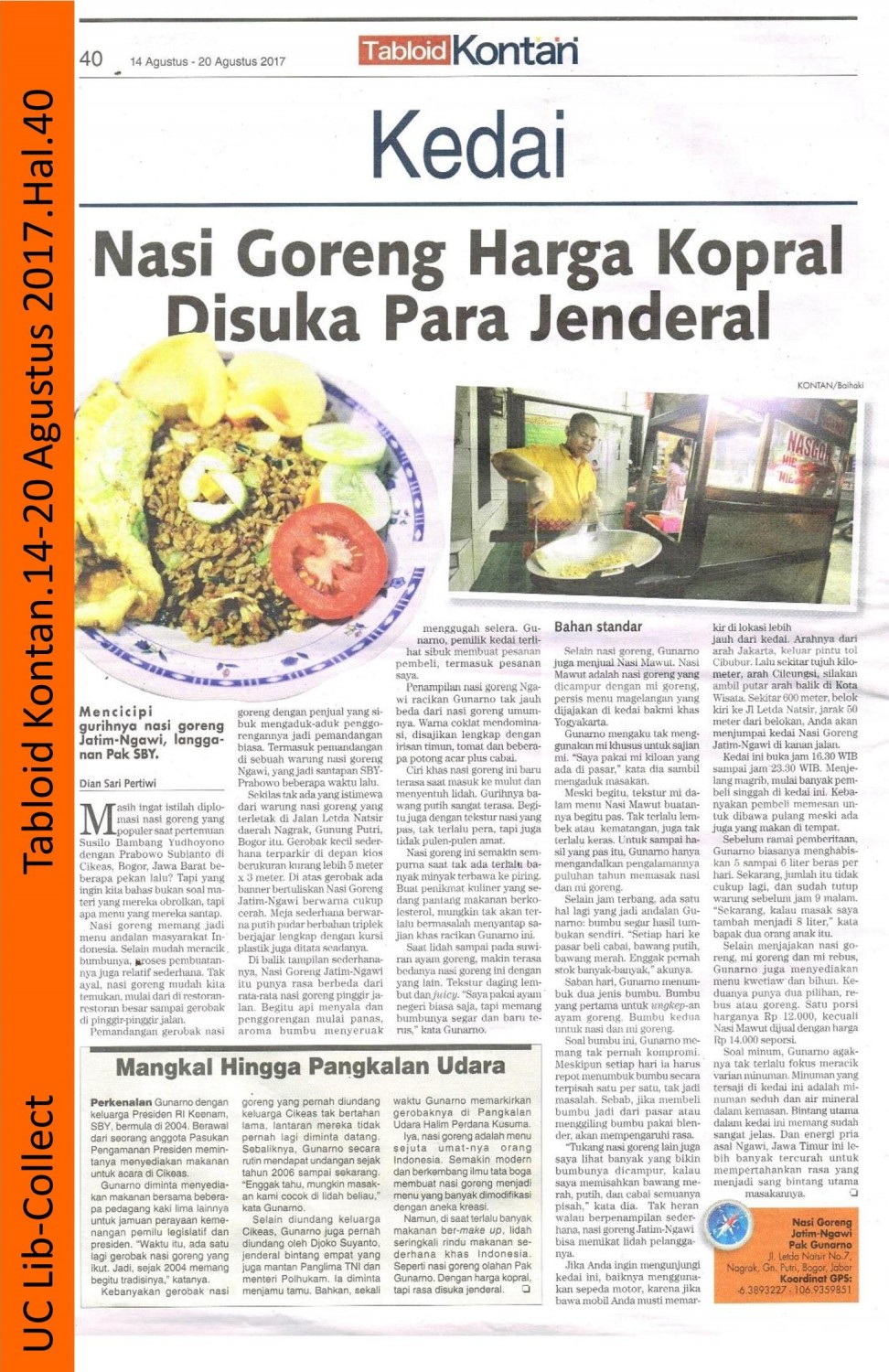 Nasi Goreng Harga Kopral Disuka Para Jendral.Tabloid Kontan.14 Agustus-20 Agustus 2017.Hal 40 001-page-001