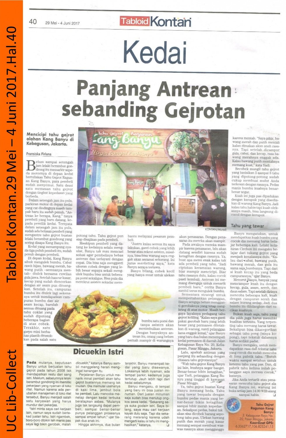 Panjang Antrean sebanding Gejrotan. Tabloid Kontan. 29 Mei - 4 Juni 2017. Hal.40 001-page-001