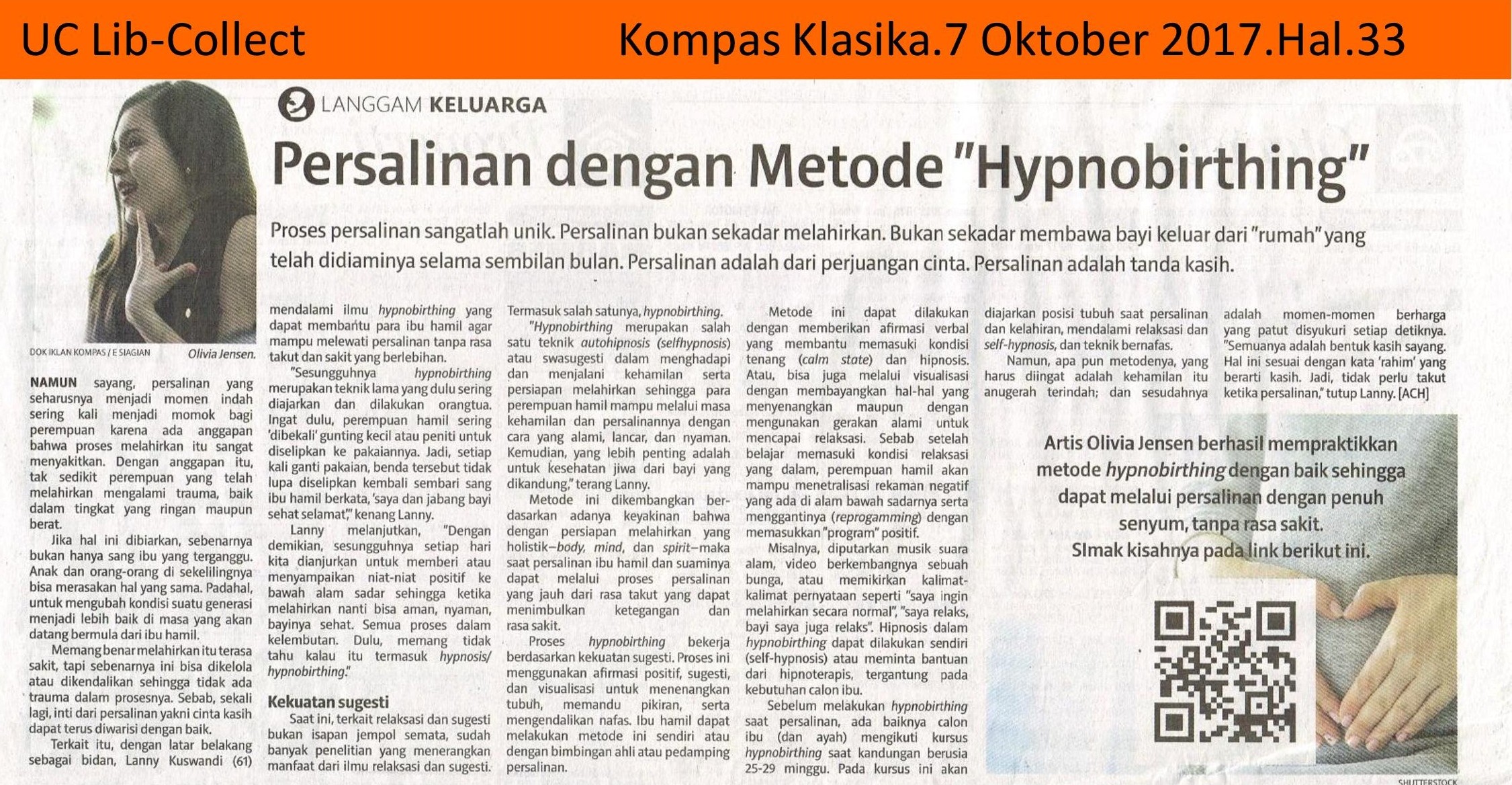 Persalinan dengan Metode Hypnobirthing Kompas Klasika 7 Oktober 2017 Hal 33 001