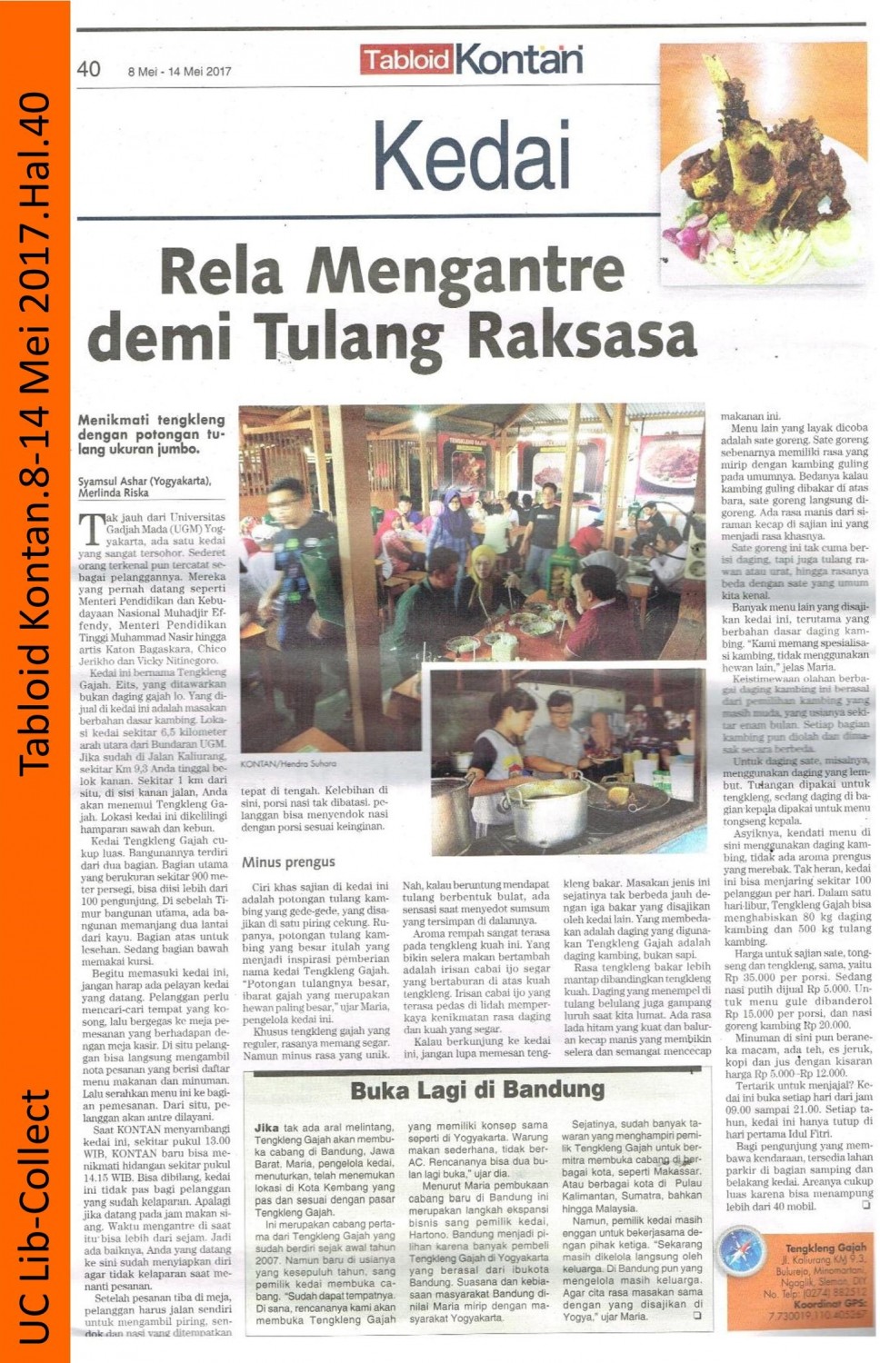 Rela Mengantre demi Tulang Raksasa. Tabloid Kontan. 8 Mei - 14 Mei 2017. Hal.40 001-page-001