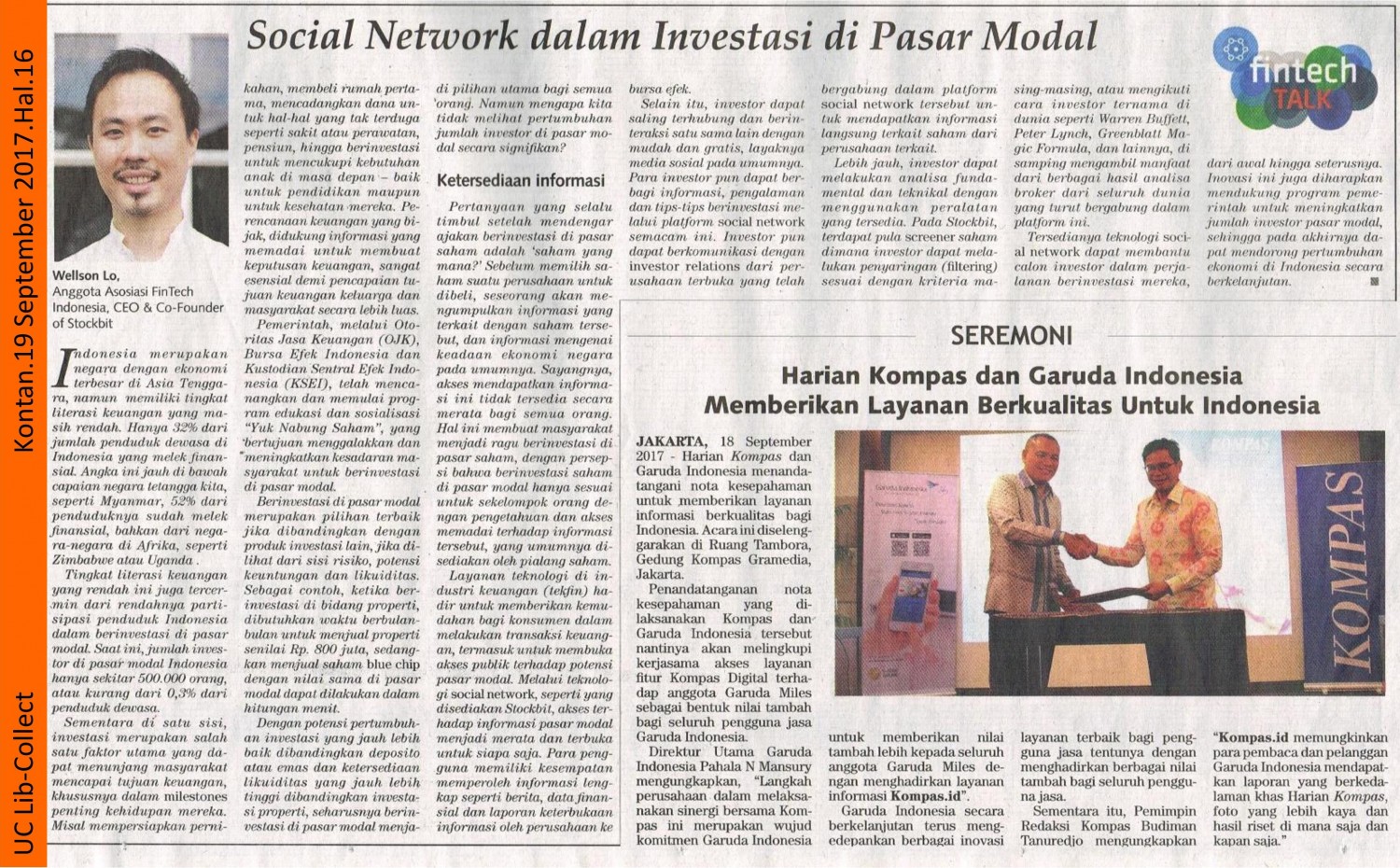 Social Network dalam Investasi di Pasar Modal. Kontan. 19 September 2017. Hal.16 001-page-001