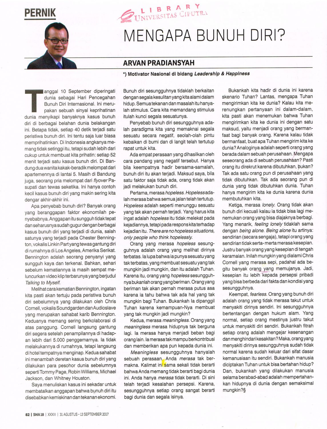 Mengapa Bunuh Diri ? - Library