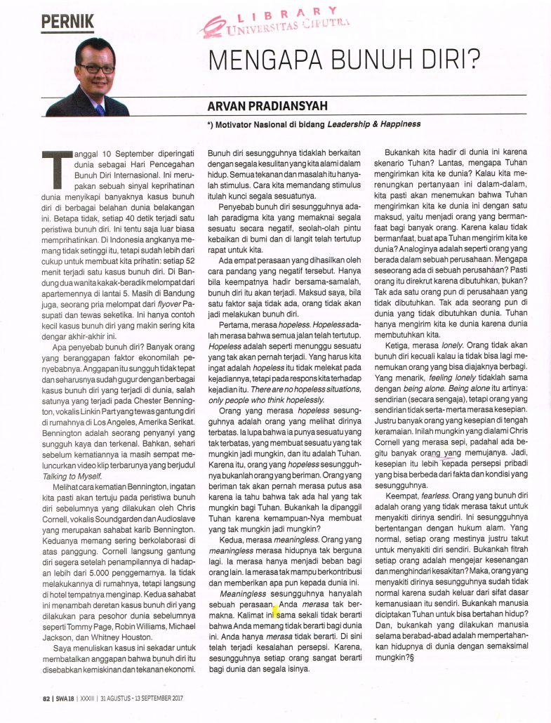 Mengapa Bunuh Diri ? - Library