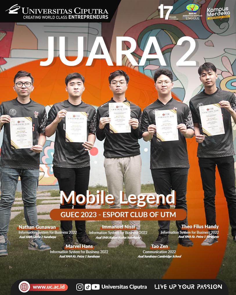 Juara 2 Mobile Legend  Guec 2023 - Esport Club of UTM