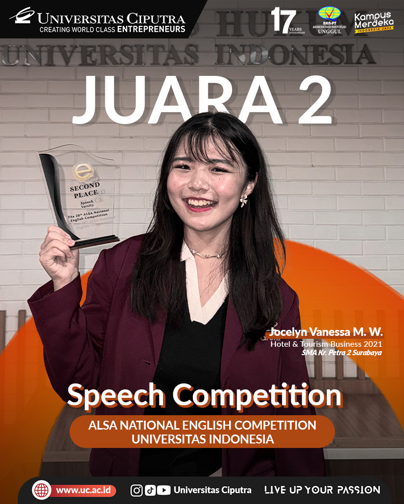 Juara 2 Speech Competition - Alsa National English Competition Universitas Indonesia